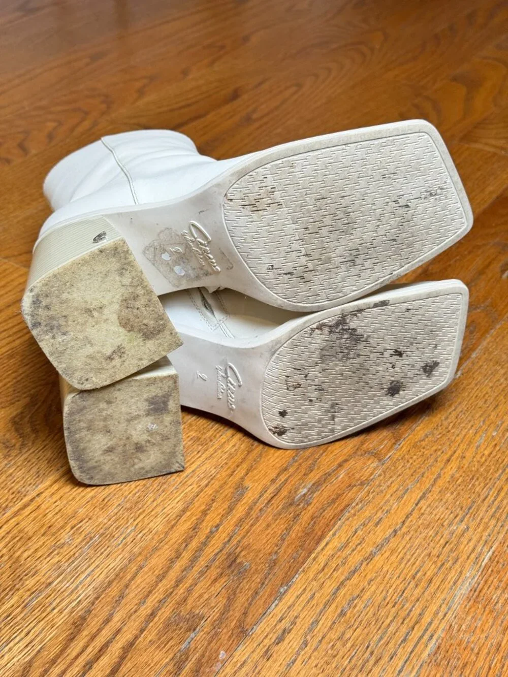 Sam Edelman Layla 2 Ivory Square Toe Block Heel Ankle Boots sz(9)Circus NY